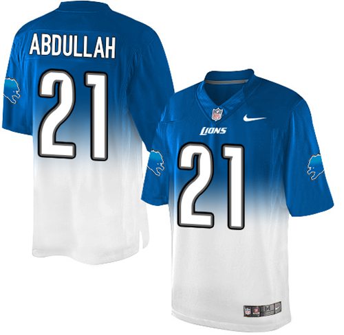 Nike Lions #21 Ameer Abdullah Blue/White Men's Stitched NFL Elite Fadeaway Fashion Jersey